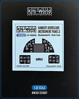 Kitsworld 1/32 Scale - Hawker Hurricane - 3D Printed/Full Colour Instrument Panel KW3D1321007 - Hawker Hurricane (Recommended Kit: Fly/Pacific Coast) 